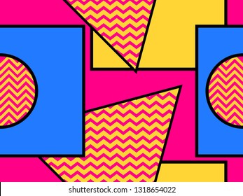 Geometric seamless pattern in the memphis style of the 80s. Dots and dotted lines. Elements of style Bauhaus. Vector illustration