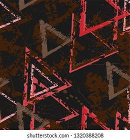 Geometric seamless pattern in memphis style. Mottled vector texture for fabric, covers, printing, wrapping paper, wallpaper, textile. Colorful background pattern. Print on t shirt.