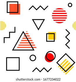 Patrón geométrico sin fisuras en estilo memphis. Ilustración vectorial.