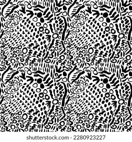 Geometric seamless pattern in memphis style. Hand drawn curved and wavy lines with grunge circles Straight brush strokes, triangles, circles, zigzag lines. Messy doodles, bold curvy lines illustration