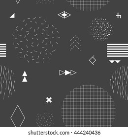 Geometric seamless pattern memphis style. Vector illustration. Background, texture, textile, fabric