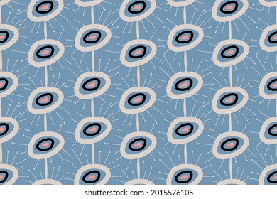 Patrón geométrico sin fisuras de diseño de estilo moderno de medio siglo. Ilustración vectorial en un estilo sencillo. Un patrón con abstracciones y rayas en un estilo retro vintage.