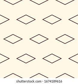 Geometric seamless pattern. Minimal style surface print. Diamond, rhombus motif ornament. Simple geo shapes background. Linear ornamental wallpaper. Vector abstract digital paper