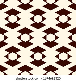 Geometric seamless pattern. Minimal style surface print. Arrows, diamonds motif ornament. Simple geo shapes background. Ethnic, tribal ornamental wallpaper. Vector abstract digital paper