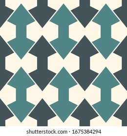 Geometric seamless pattern. Minimal style surface print. Arrows, pointers, cursors motif ornament. Simple geo shapes background. Ethnic, tribal ornamental wallpaper. Vector abstract digital paper