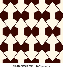 Geometric seamless pattern. Minimal style surface print. Arrows, diamonds motif ornament. Simple geo shapes background. Ethnic, tribal ornamental wallpaper. Vector abstract digital paper