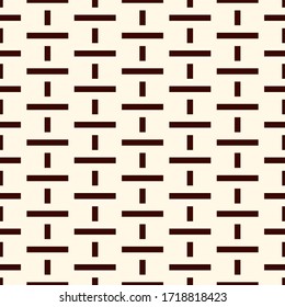 Geometric seamless pattern. Minimal style background. Modular grid print. Straight stripe, line, stroke, rectangle, block ornament. Contemporary simple geo wallpaper. Modern abstract vector design