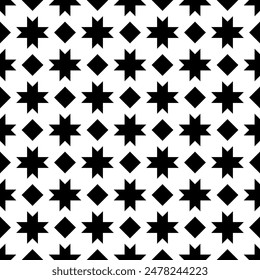 Geometric seamless pattern. Minimalist modern print. Simple background. Stars motif. Geo ornament. Trendy contemporary wallpaper. Abstract design. Vector artwork