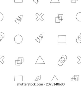 Geometric seamless pattern. Modern abstract background with line art geometric shapes on white background. Memphis style. Vector illustration