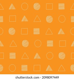 Geometric seamless pattern. Modern abstract background with geometric shapes and lines on yellow background. Vector illustration