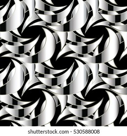 Geometric seamless pattern. Modern abstract monochrome black and white 3d  background wallpaper. Elegant vector texture.