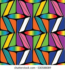 Geometric seamless pattern. Modern abstract monochrome colorful  background wallpaper with  different geometrical  figure, shapes, rhombus, triangles.