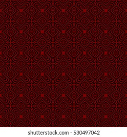 Geometric seamless pattern. Modern floral ornament. Red, black color. Vector illustration. For the interior design, wallpaper, decoration print, fill pages
