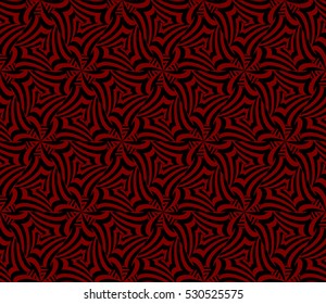 Geometric seamless pattern. Modern floral ornament. Red, black color. Vector illustration. For the interior design, wallpaper, decoration print, fill pages