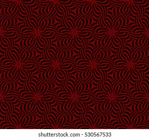 Geometric seamless pattern. Modern floral ornament. Red, black color. Vector illustration. For the interior design, wallpaper, decoration print, fill pages