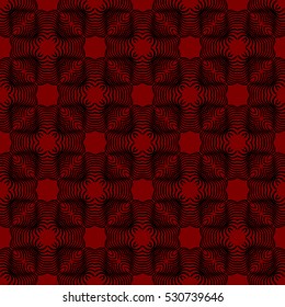 Geometric seamless pattern. Modern floral ornament. Red, black color. Vector illustration. For the interior design, wallpaper, decoration print, fill pages