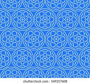 Geometric seamless pattern. Modern floral ornament. blue color. Vector illustration. For the interior design, wallpaper, decoration print, fill pages