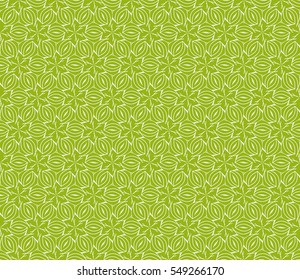 Geometric seamless pattern. Modern floral ornament. green color. vector illustration. For the interior design, wallpaper, decoration print, fill pages