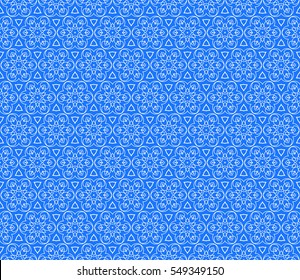 Geometric seamless pattern. Modern floral ornament. blue color. Vector illustration. For the interior design, wallpaper, decoration print, fill pages