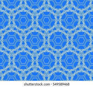 Geometric seamless pattern. Modern floral ornament. blue color. Vector illustration. For the interior design, wallpaper, decoration print, fill pages