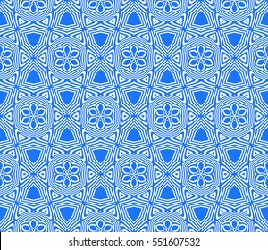 Geometric seamless pattern. Modern floral ornament. blue color. vector illustration. For the interior design, wallpaper, decoration print, fill pages