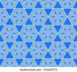 Geometric seamless pattern. Modern floral ornament. blue color. vector illustration. For the interior design, wallpaper, decoration print, fill pages