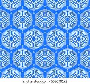 Geometric seamless pattern. Modern floral ornament. blue color. vector illustration. For the interior design, wallpaper, decoration print, fill pages