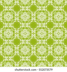 Geometric seamless pattern. Modern floral ornament. green color. vector illustration. For the interior design, wallpaper, decoration print, fill pages