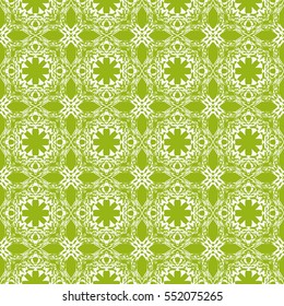Geometric seamless pattern. Modern floral ornament. green color. vector illustration. For the interior design, wallpaper, decoration print, fill pages