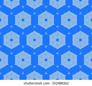Geometric seamless pattern. Modern floral ornament. blue color. vector illustration. For the interior design, wallpaper, decoration print, fill pages