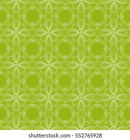 Geometric seamless pattern. Modern floral ornament. green color. vector illustration. For the interior design, wallpaper, decoration print, fill pages
