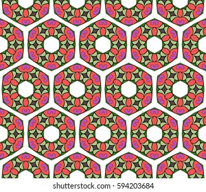 Geometric seamless pattern. Modern floral ornament. vector illustration. For the interior design, wallpaper, decoration print, fill pages, invitation card, cover book