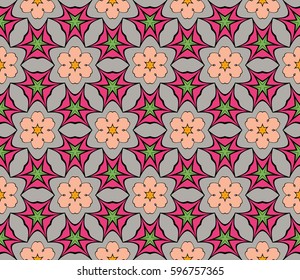 Geometric seamless pattern. Modern floral ornament. vector illustration. For the interior design, wallpaper, decoration print, fill pages, invitation card, cover book