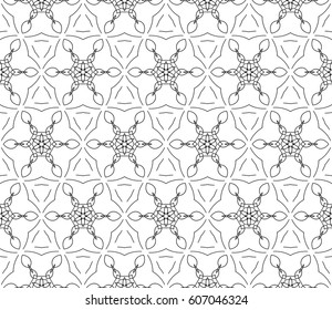 Geometric seamless pattern. Modern floral ornament. vector illustration. For the interior design, wallpaper, decoration print, fill pages, invitation card, cover book. black and white