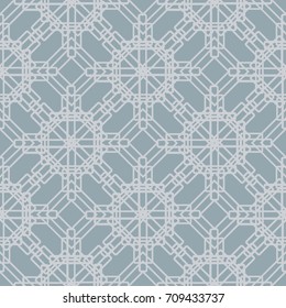 Geometric seamless pattern. Modern floral ornament. Gray and white color. Vector illustration. For the interior design, wallpaper, decoration print, fill pages