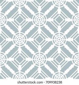 Geometric seamless pattern. Modern floral ornament. Gray and white color. Vector illustration. For the interior design, wallpaper, decoration print, fill pages