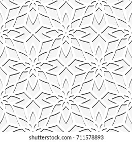Geometric seamless pattern. Modern floral ornament. Gray and white color. Vector illustration. For the interior design, wallpaper, decoration print, fill pages