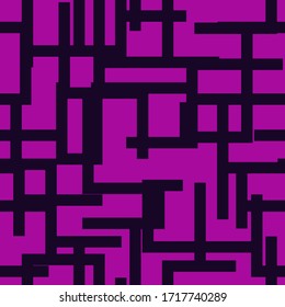Geometrisches nahtloses Muster. Modernes Labyrinth. Aymmetrisches Labyrinth-Ornament. Wiederholte Linien, blockiert Bauhaus-Hintergrund. Zeitgenössische minimale geo-Tapete. Abstraktes Design der Vektorillustration