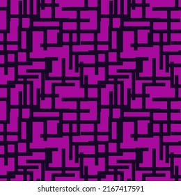 Geometric seamless pattern. Modern maze print. Aymmetric labyrinth ornament. Repeated lines, blocks bauhaus style background. Contemporary minimal geo wallpaper. Abstract vector design