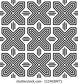Geometric seamless pattern. Modern monochrome ornamental texture. Repeating abstract background. Trendy design with geometric shapes. Texture can be used for wallpaper, patterns fills, fabric texture