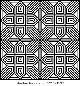 Geometric seamless pattern. Modern monochrome ornamental texture. Repeating abstract background. Trendy design with geometric shapes. Texture can be used for wallpaper, patterns fills, fabric texture
