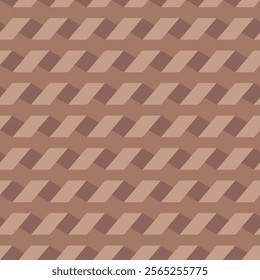 Geometric seamless pattern of monochromatic geometrical shapes. Abstract psychedelic surface design on coffee mocha color background.