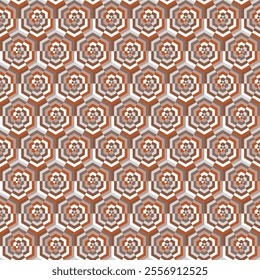 Geometric seamless pattern of monochromatic hexagonal and diamond shapes. Abstract seamless pattern of psychedelic hexagon shapes.