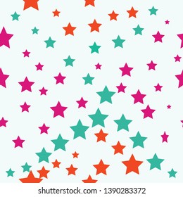 Geometric seamless pattern. Monochrome abstract vector texture with scattered stars - Vector