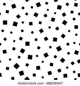 Geometric seamless pattern. Monochrome abstract vector texture with scattered square dots