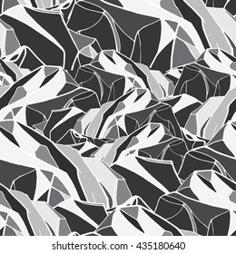 geometric seamless pattern. monochrome background with abstract mountains