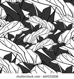 geometric seamless pattern. monochrome background with abstract mountains