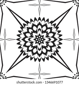 Geometric seamless pattern in monochrome color on white background
