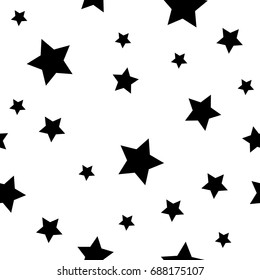 Geometric seamless pattern. Monochrome randomly abstract vector texture with stars