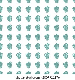 Geometric seamless pattern with monstera leaves. Tropical leaves wallpaper. Hand drawn tropic foliage. Summer exotic background. Design for fabric, textile print, wrapping paper. Vector illustration